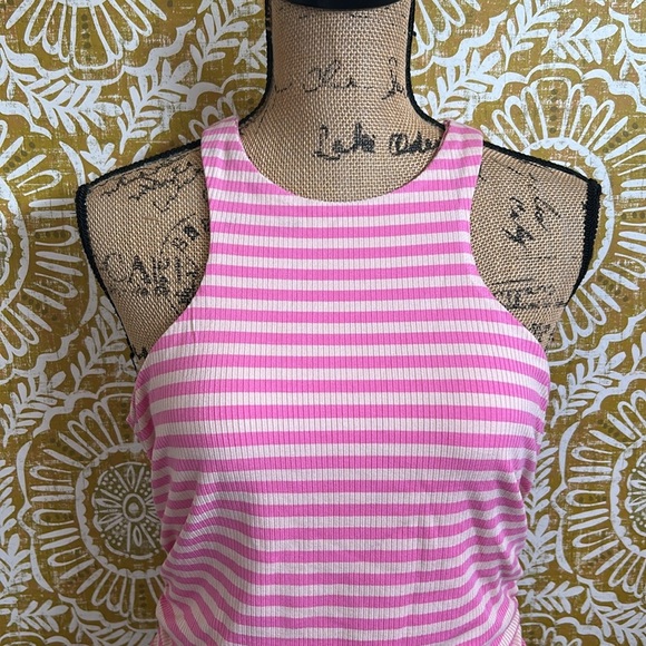 NWT AFRM Ruskin Ribbed Racerback Sleeveless Tank Top in Pink/Nude Stripe size XL - Picture 5 of 9